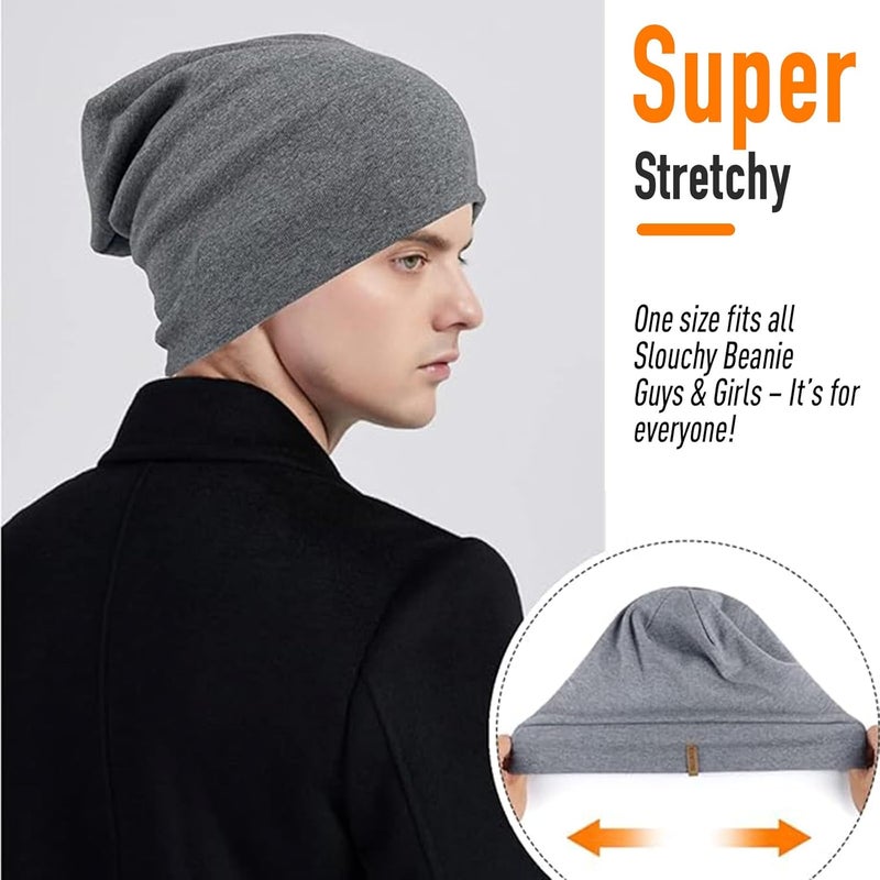 HAMUNI Slouchy Beanie for Women Cotton Beanies Hats Men Lightweight Soft Chemo Headwear Warm Skull Cap for All Seasons - Image 3